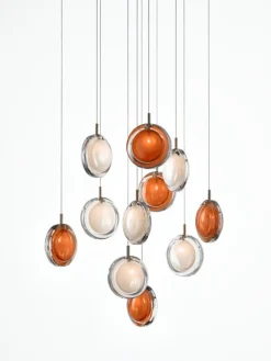 Bomma Lens Single pendel, amber - guld