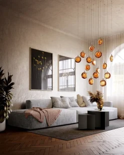 Bomma Lens Single pendel, amber - guld