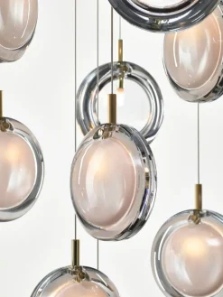 Bomma Lens Single pendellampa, vit - guld