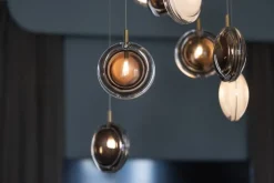 Bomma Lens Single pendellampa, vit - guld