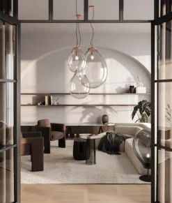 Bomma Tim pendel, liten, klar - borstad koppar