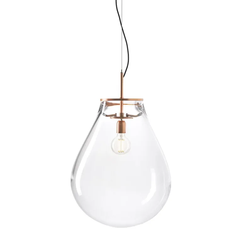Bomma Tim pendel, medium, klar - borstad koppar