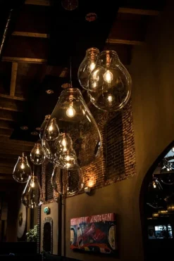 Bomma Tim pendel, medium, klar - borstad koppar