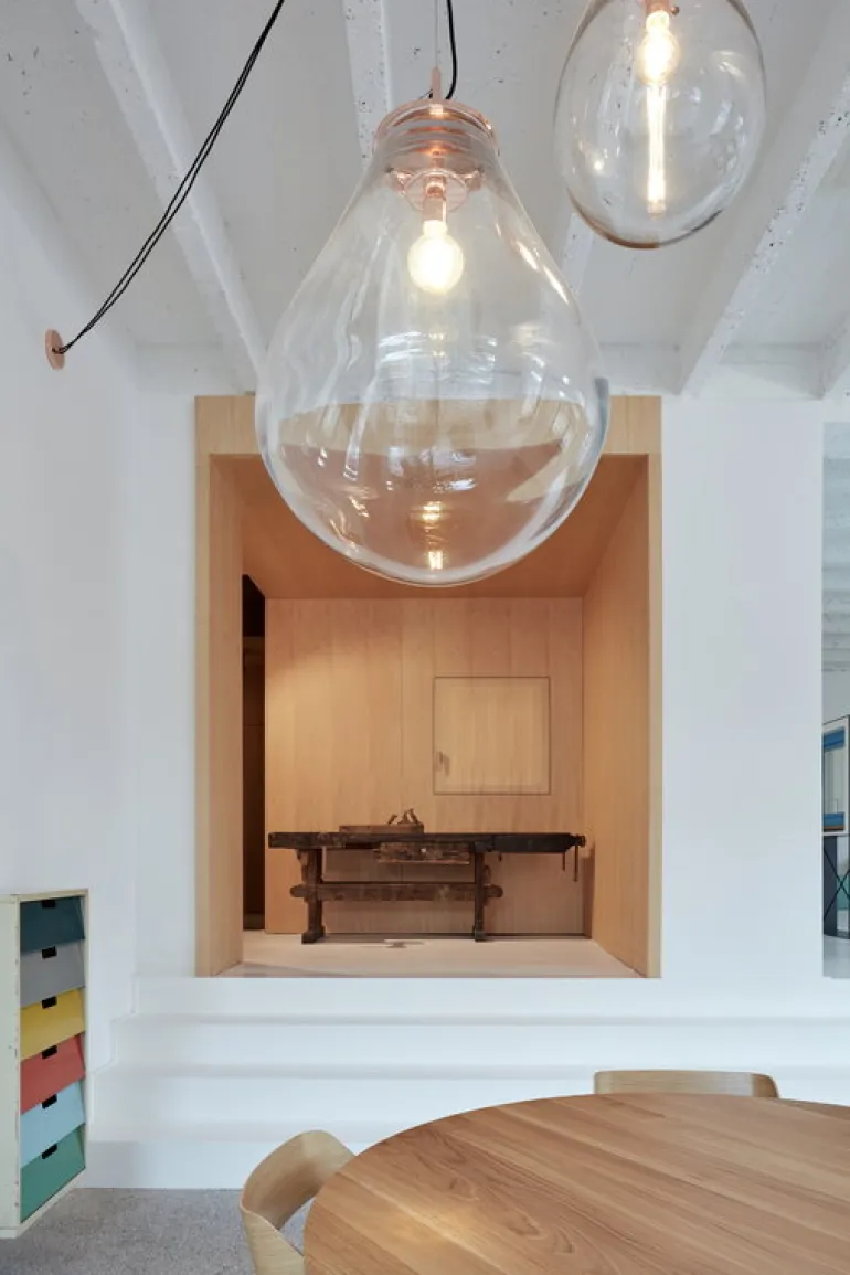 Bomma Tim pendel, medium, klar - borstad koppar