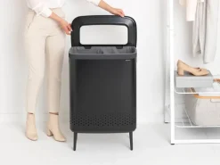 Brabantia Bo Laundry Bin Hi tvättkorg, 2 x 45 l, mattsvart