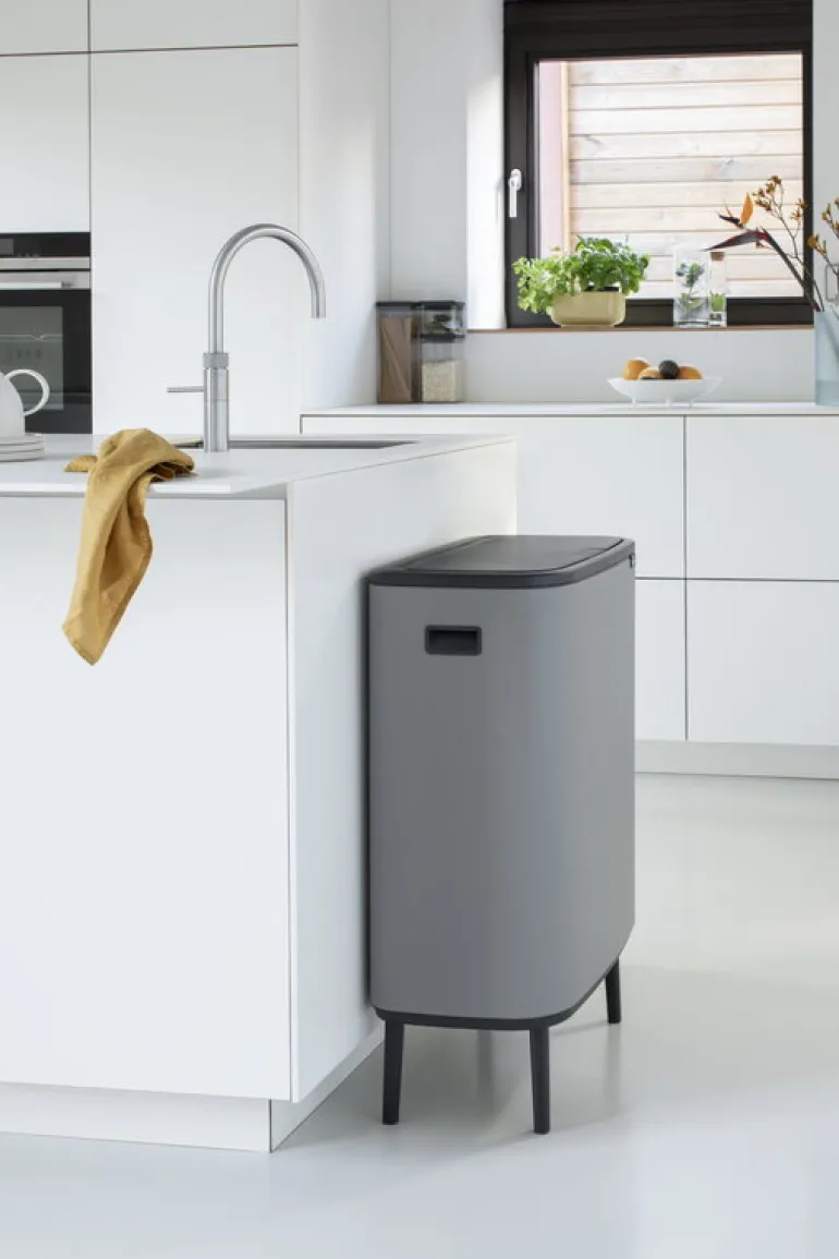 Brabantia Bo Touch Bin Hi papperskorg, 2 x 30 l, Sense of Luxury, grå