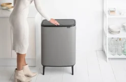 Brabantia Bo Touch Bin Hi papperskorg, 2 x 30 l, Sense of Luxury, grå
