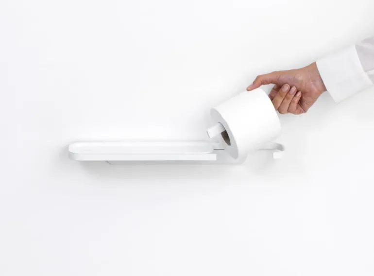 Brabantia MindSet toalettpappershållare med hylla, mineral fräsch vit