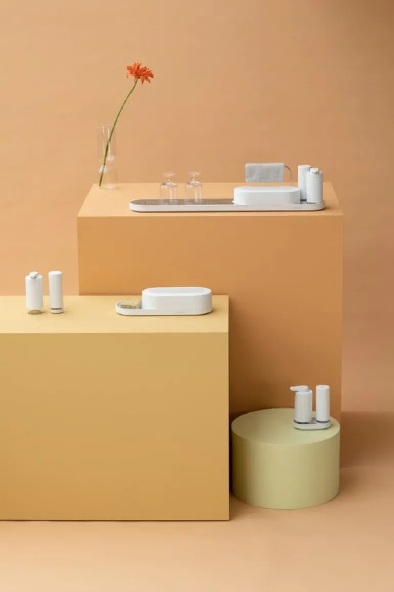 Brabantia SinkStyle köksredskapsställ & torkbricka, Mineral Fresh white