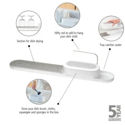 Brabantia SinkStyle köksredskapsställ & torkbricka, Mineral Fresh white