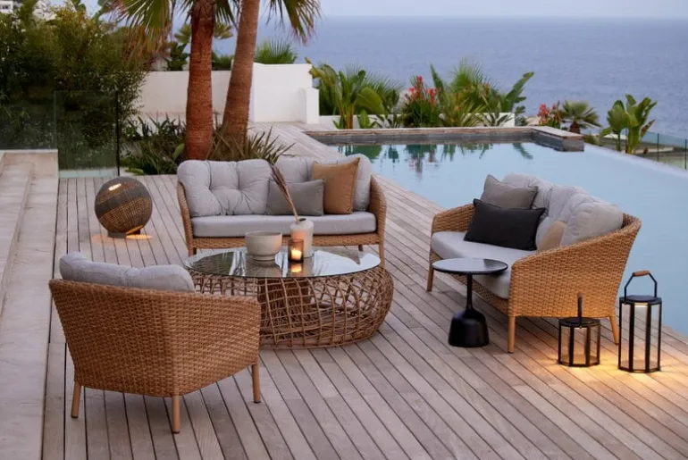 Cane-line Ocean 3-sitssoffa, stor, natur - vitgrå