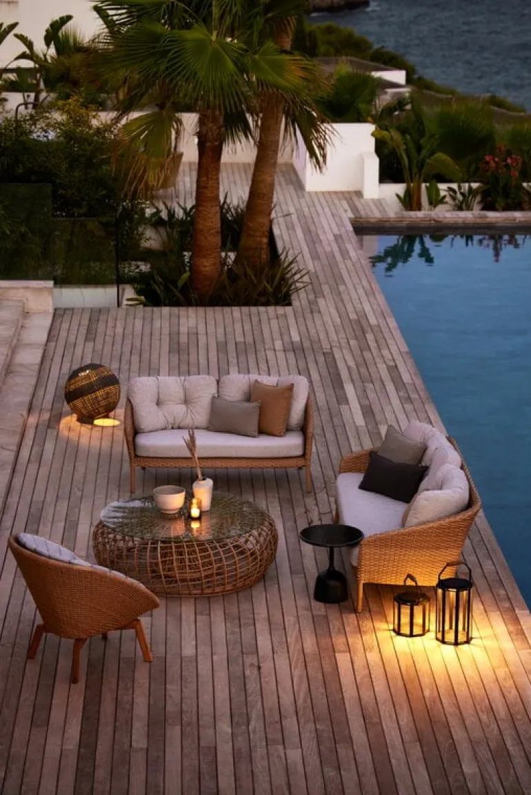 Cane-line Ocean 2-sitssoffa, stor, natur - vitgrå