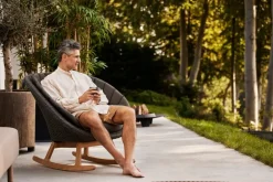 Cane-line Peacock gungstol, teak - mörkgrå