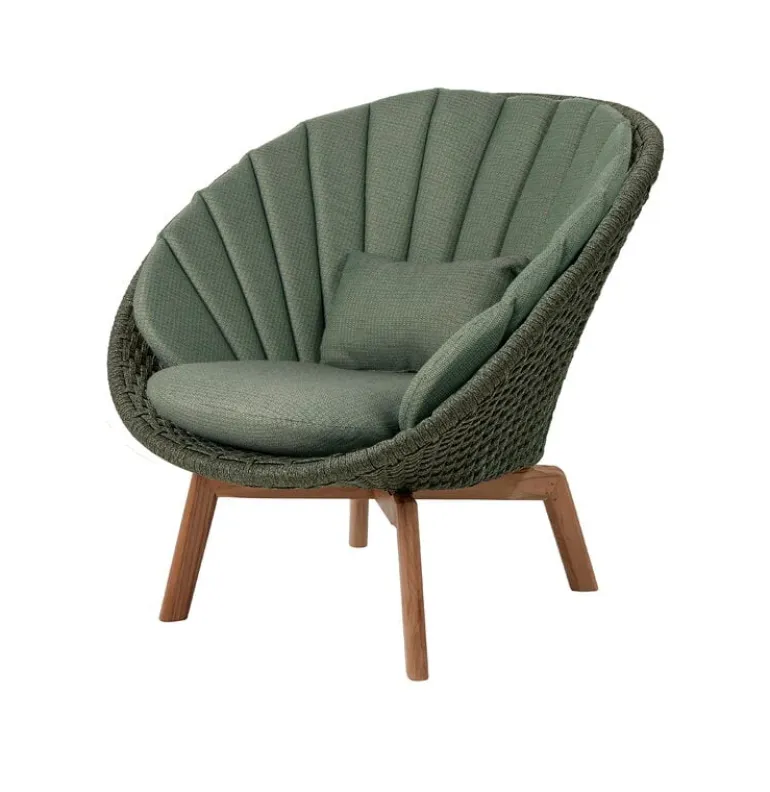 Cane-line Peacock loungefåtölj, teak - mörkgrön