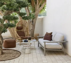 Cane-line Sticks 2-sitssoffa med dynor, brungrå - sand