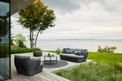 Cane-line Twist kaffebord, diameter 70 cm i diameter, lavagrå - fossilsvar