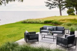 Cane-line Twist kaffebord, 120 x 60 cm, lavagrå - fossilsvart