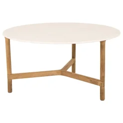 Cane-line Twist soffbord, diam. 90 cm, teak - travertinlook