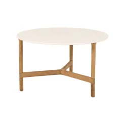 Cane-line Twist soffbord, diam. 70 cm, teak - travertinlook