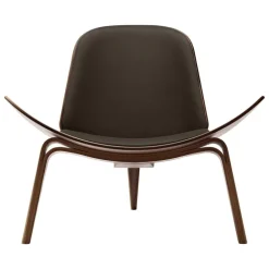 Carl Hansen & Søn CH07 Shell loungefåtölj, oljad valnöt - mörkbrunt läder Thor377