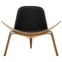 Carl Hansen & Søn CH07 Shell fåtölj, oljad ek - svart läder Thor 301