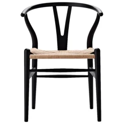Carl Hansen & Søn CH24 Wishbone-stol, mjuk svart - naturlig snöre