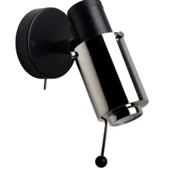 DCWéditions Biny Spot vägglampa med spak och knapp, svart - nickel