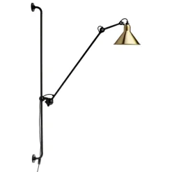 DCWéditions Lampe Gras 214 vägglampa, konisk skärm, svart - mässing