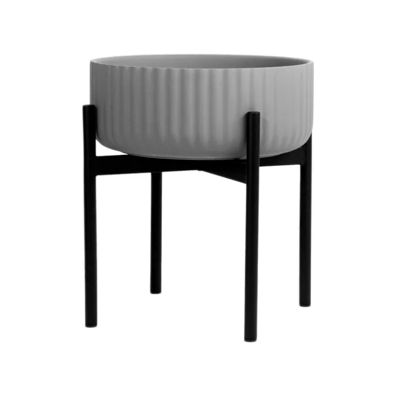 Elementa Klorofyll blomkruka med stativ, låg, grå