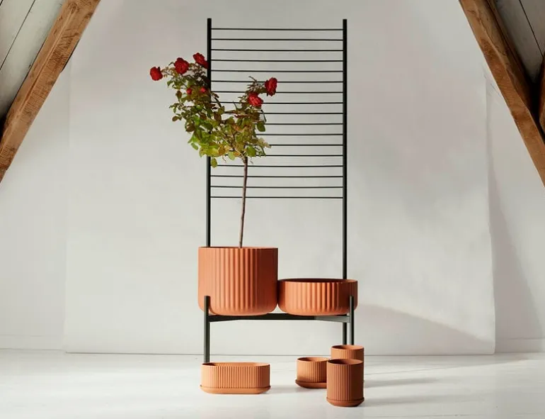 Elementa Klorofyll blomkruka med spaljé, 2 st, låg, terrakotta