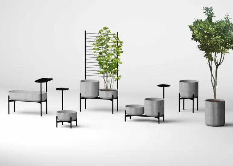 Elementa Klorofyll blomkruka med stativ, oval, grå