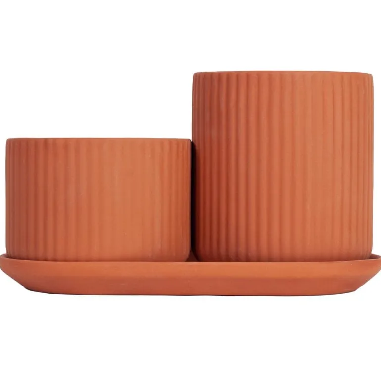 Elementa Klorofyll set med blomkrukor, terrakotta