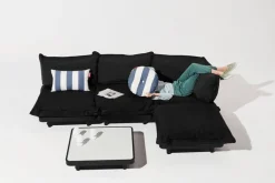 Fatboy King Outdoor kudde, randig, ocean blue - vit