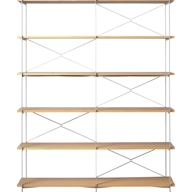 FDB Møbler A91 Nordhavn bokhylla, 148 x 182 cm, ek - silkesgrå