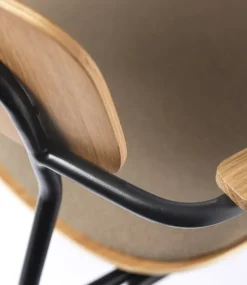 FDB Møbler J183 Holmen stol med armstöd, ekfaner - Grain Taupe