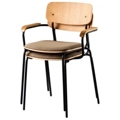 FDB Møbler J183 Holmen stol med armstöd, ekfaner - Grain Taupe