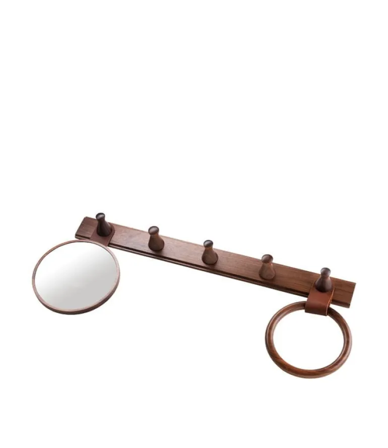 FDB Møbler Q4 Allé scarfhängare, valnöt - brunt läder