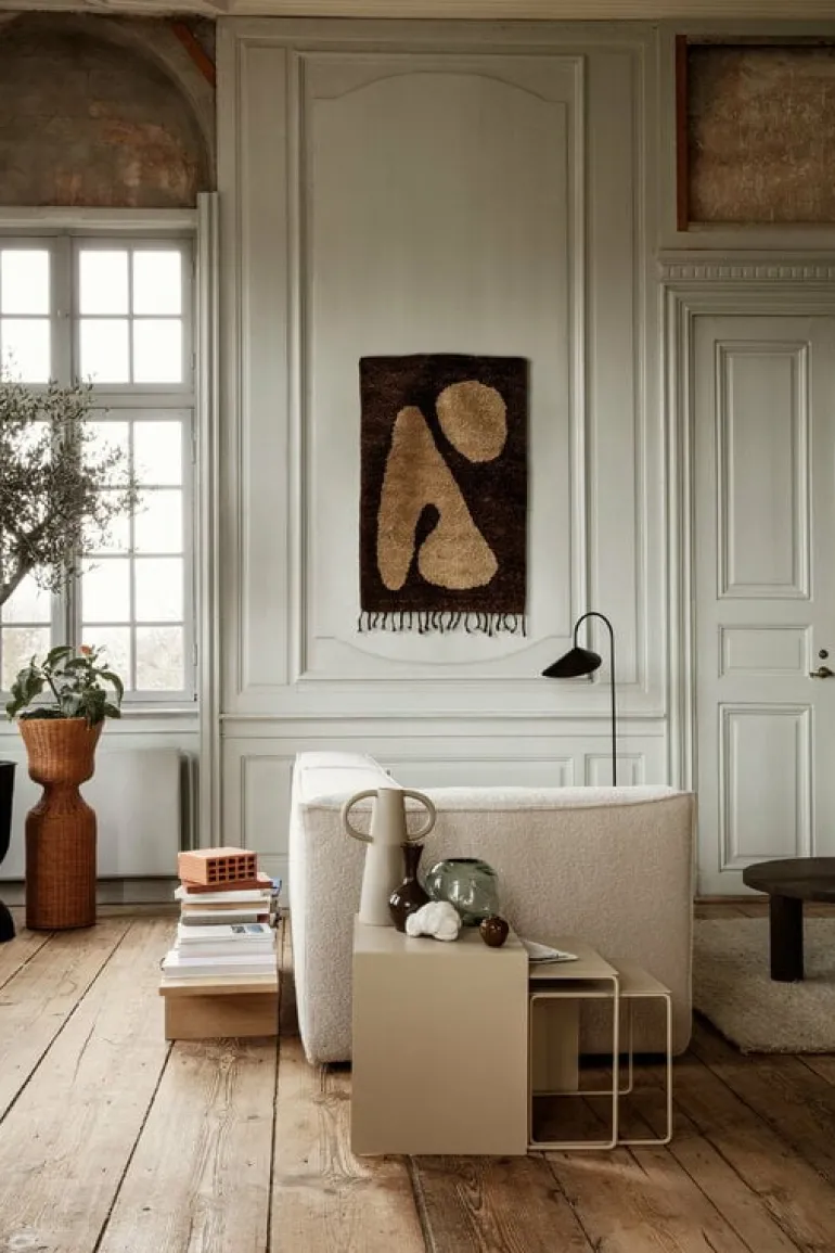 ferm LIVING Abstract matta, 80 x 120 cm, brun - off white