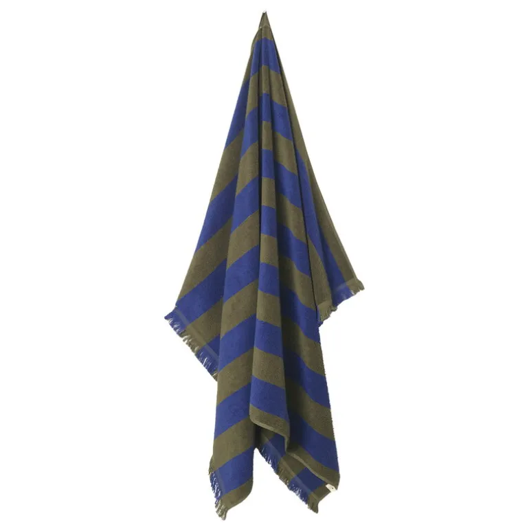 ferm LIVING Alee badlakan, 100 x 150 cm, oliv - klarblå