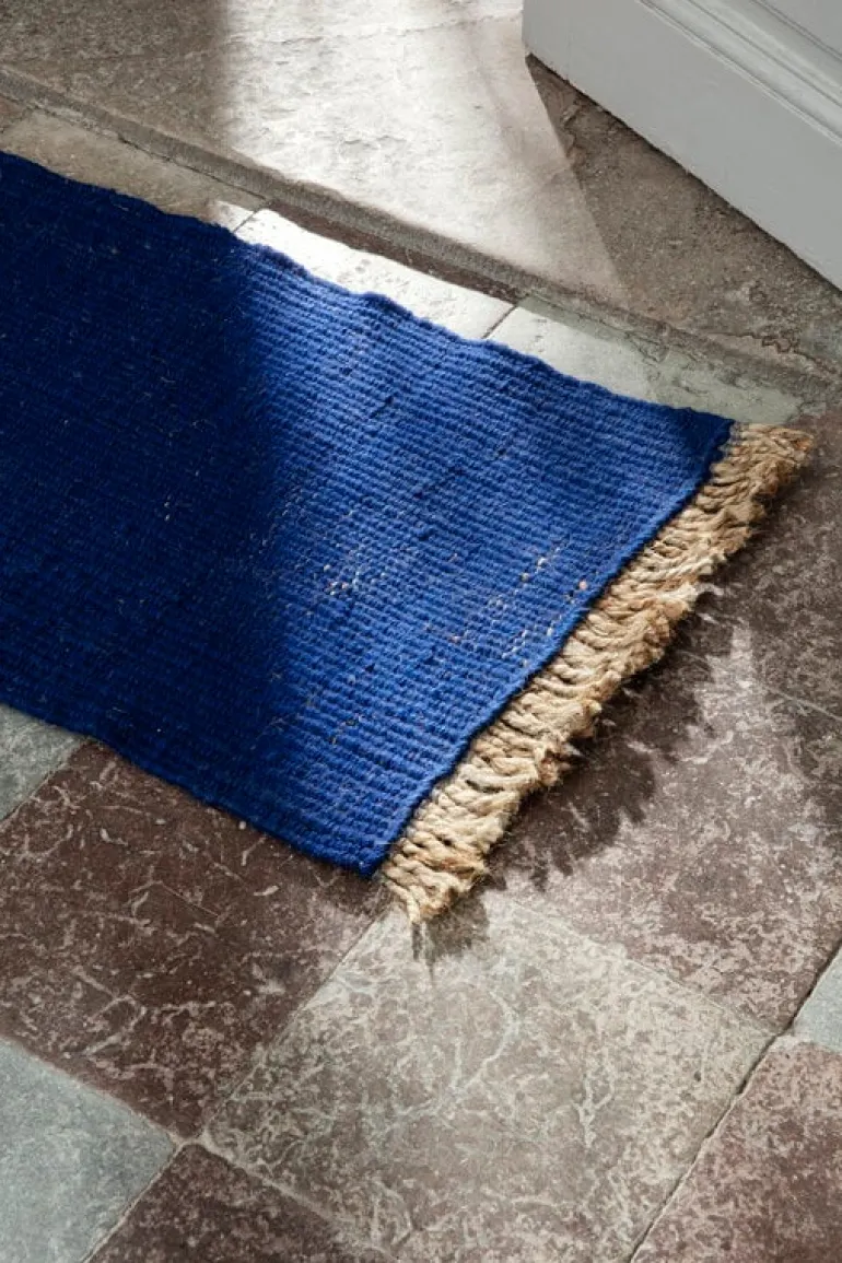 ferm LIVING Block matta, 80 x 50 cm, ljusblå - natur