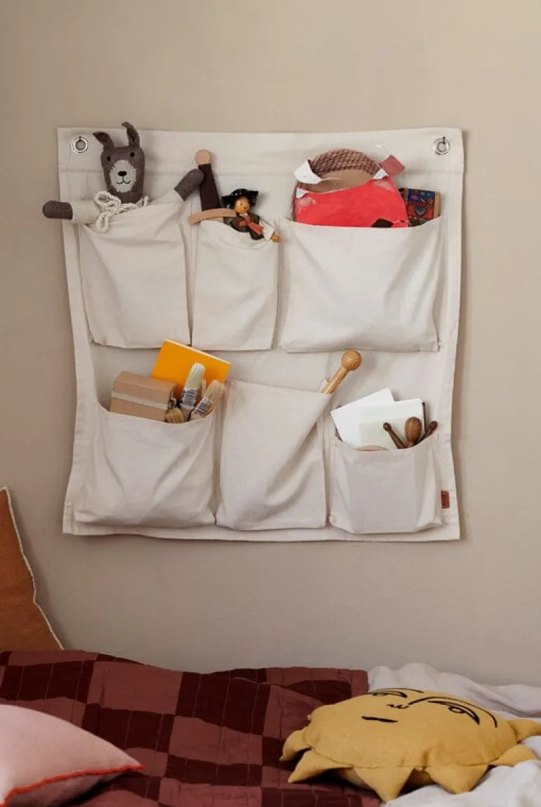 ferm LIVING Canvas Wall Pockets, naturvit