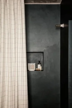 ferm LIVING Chambray duschdraperi, rutigt, sand