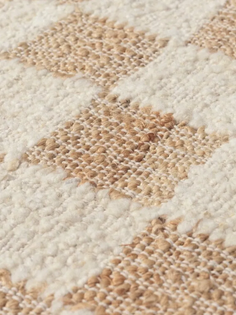 ferm LIVING Check Wool Jute matta, 140 x 200 cm, naturvit - natur