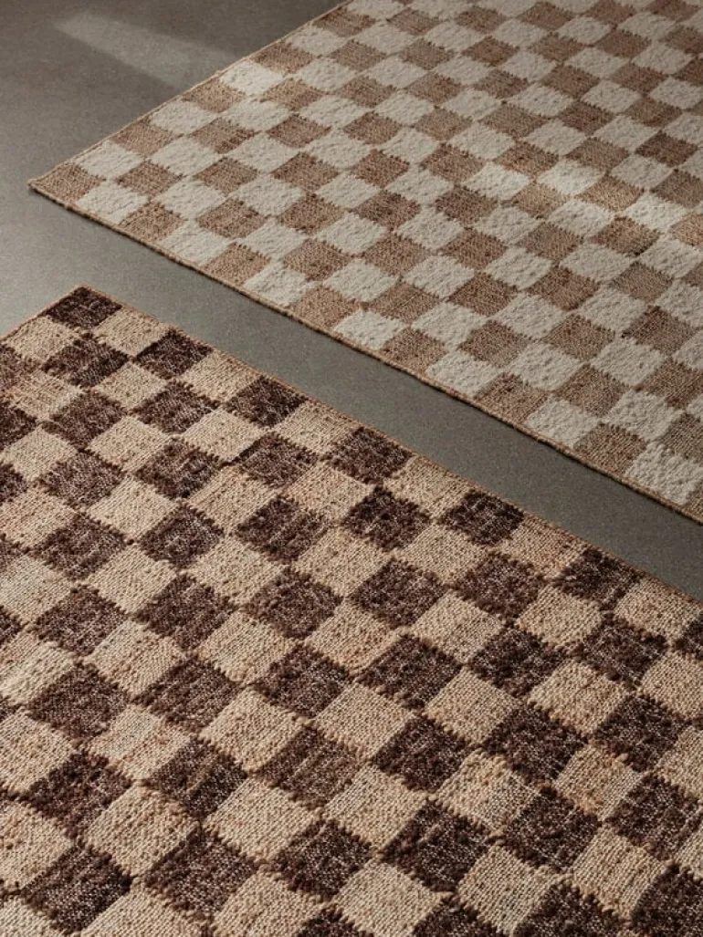ferm LIVING Check Wool Jute matta, 140 x 200 cm, naturvit - natur