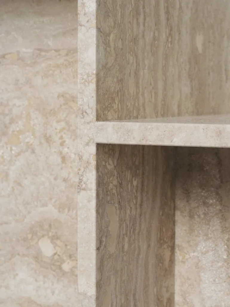 ferm LIVING Distinct sidobord, travertin