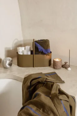 ferm LIVING Field morgonrock, oliv - klarblå