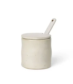 ferm LIVING Flow syltburk med sked, off - white speckle