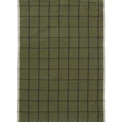 ferm LIVING Hale kökshandduk, grön - svart