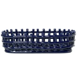 ferm LIVING Keramisk korg, oval, blå