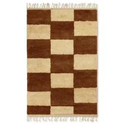 ferm LIVING Mara knutna matta, L, mörk tegel - offwhite